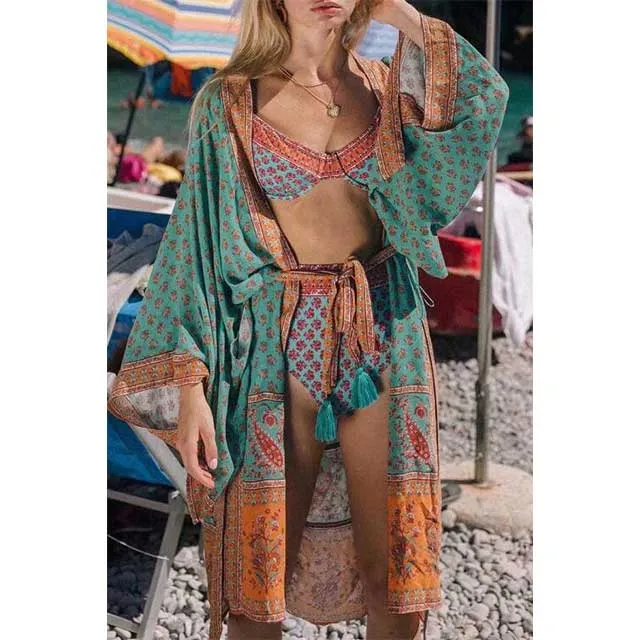 Long Boho Kimono Robe