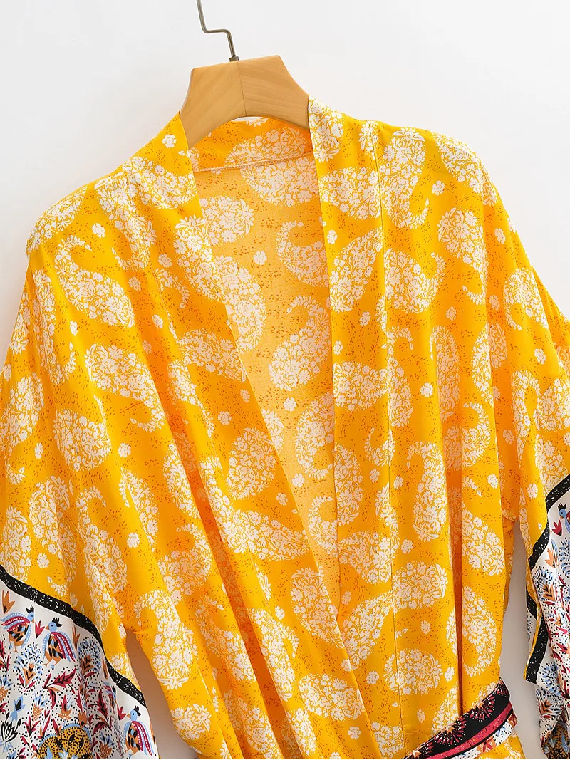 long Kimono Robe, Dressing Gown, printed Kimono, Boho Kimono, Loungewear