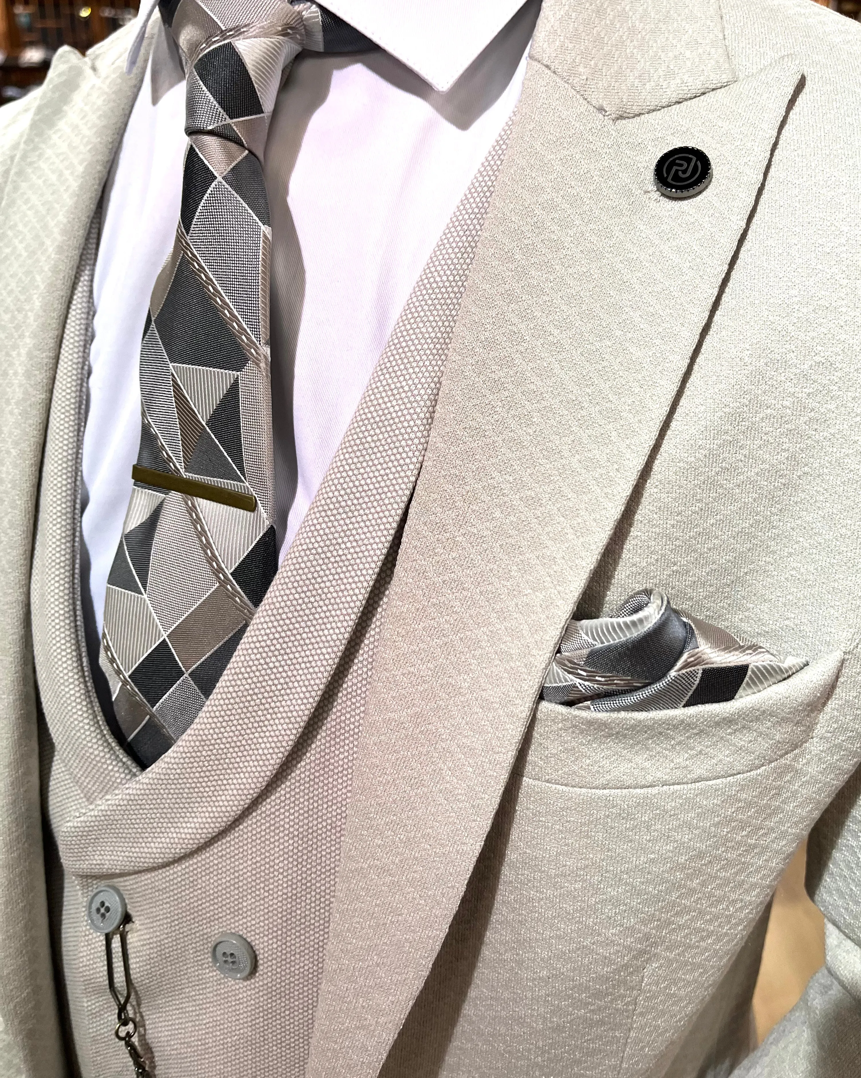 Lucca - Stone 3 Piece Suit