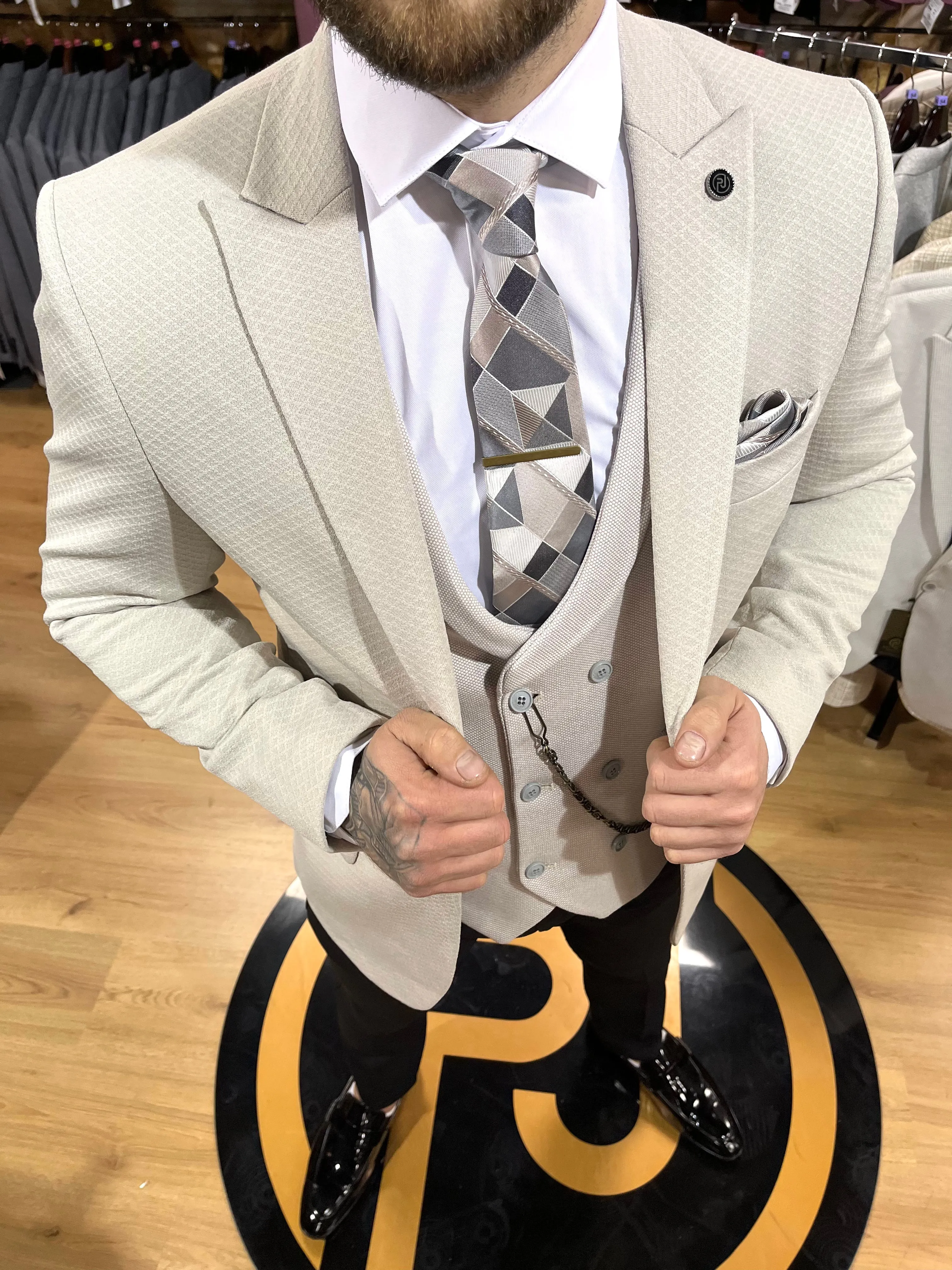 Lucca - Stone 3 Piece Suit