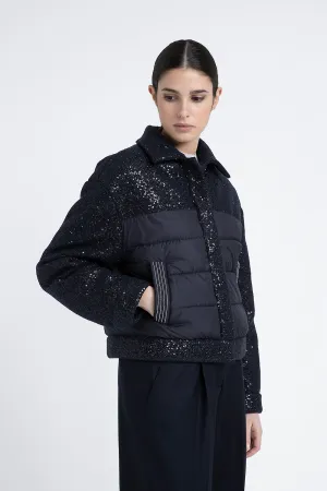 Lurex fabric down jacket with sequins