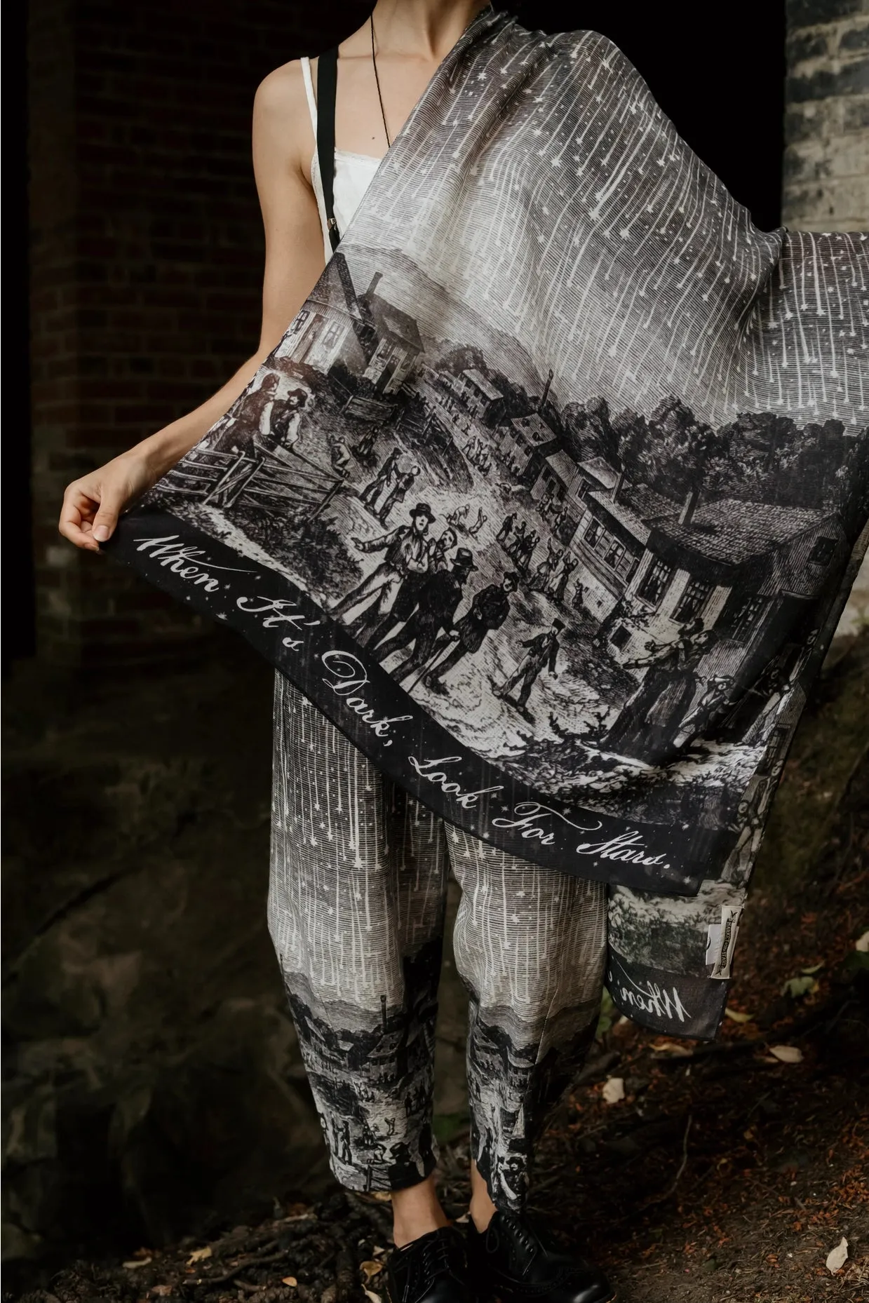 Market Of Stars Stargazer Bohemian Bamboo Scarf with Falling Stars