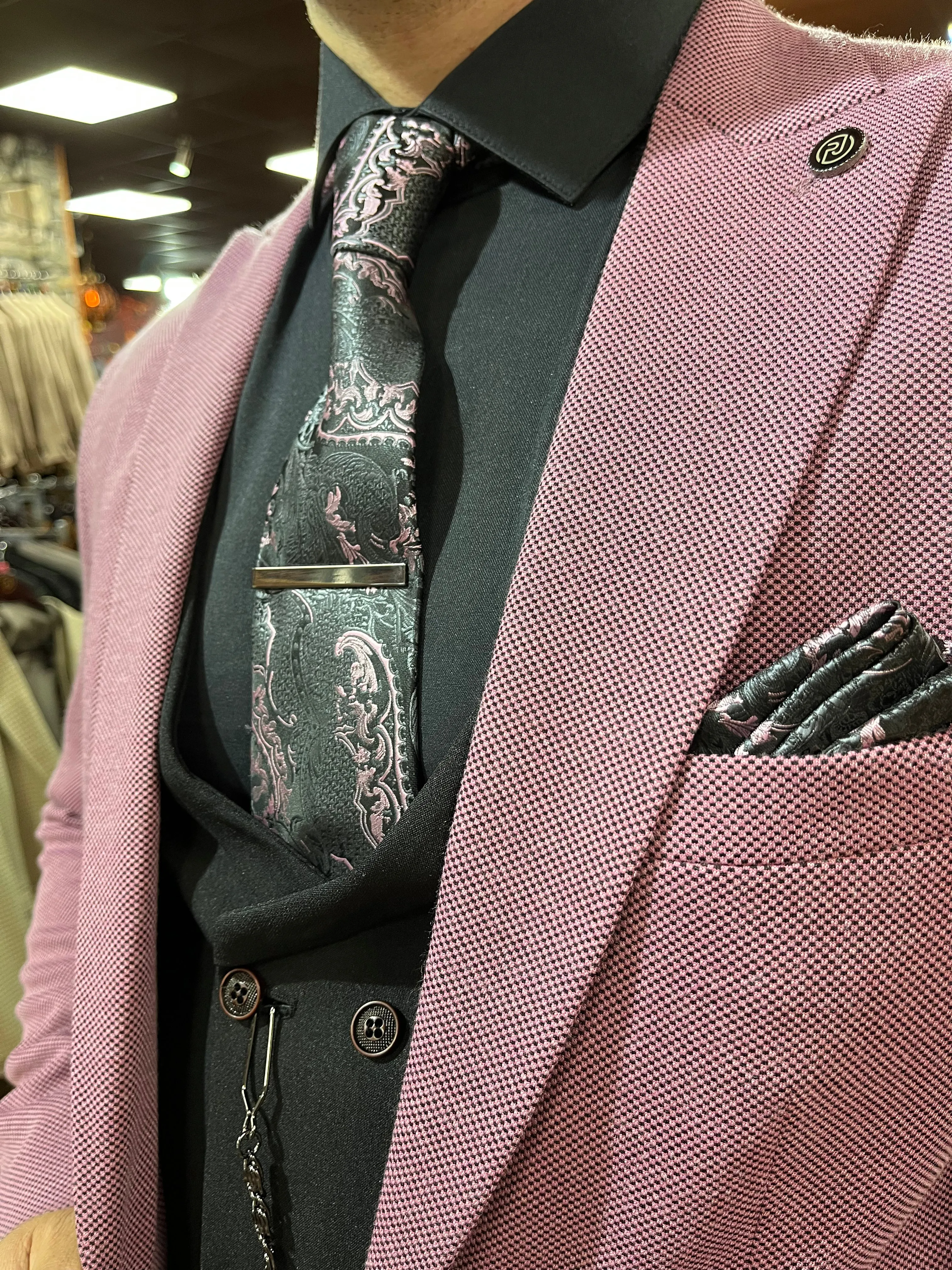 Mbappe - Pink/Black 3 Piece Suit