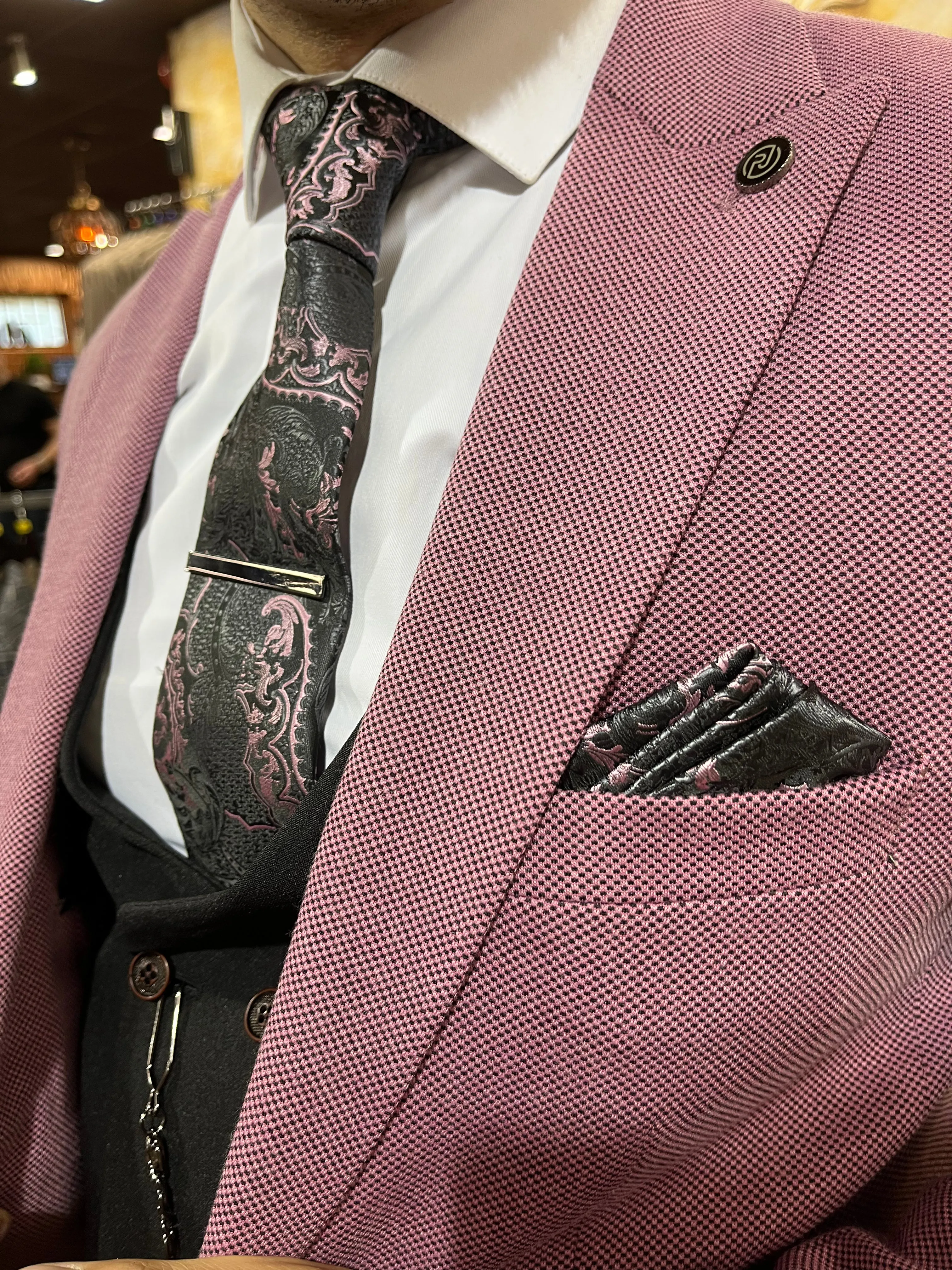 Mbappe - Pink/Black 3 Piece Suit