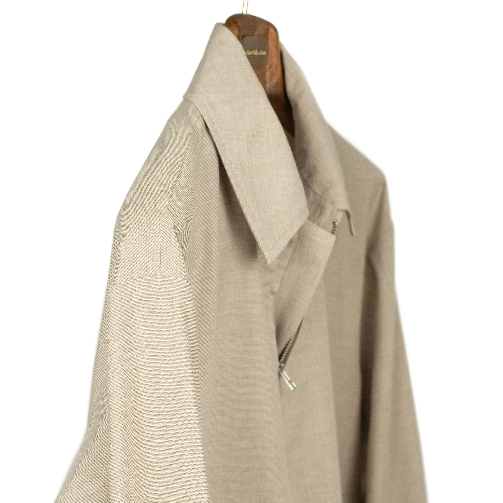 Mechanic blouson in oatmeal wool linen cotton (Exclusive)