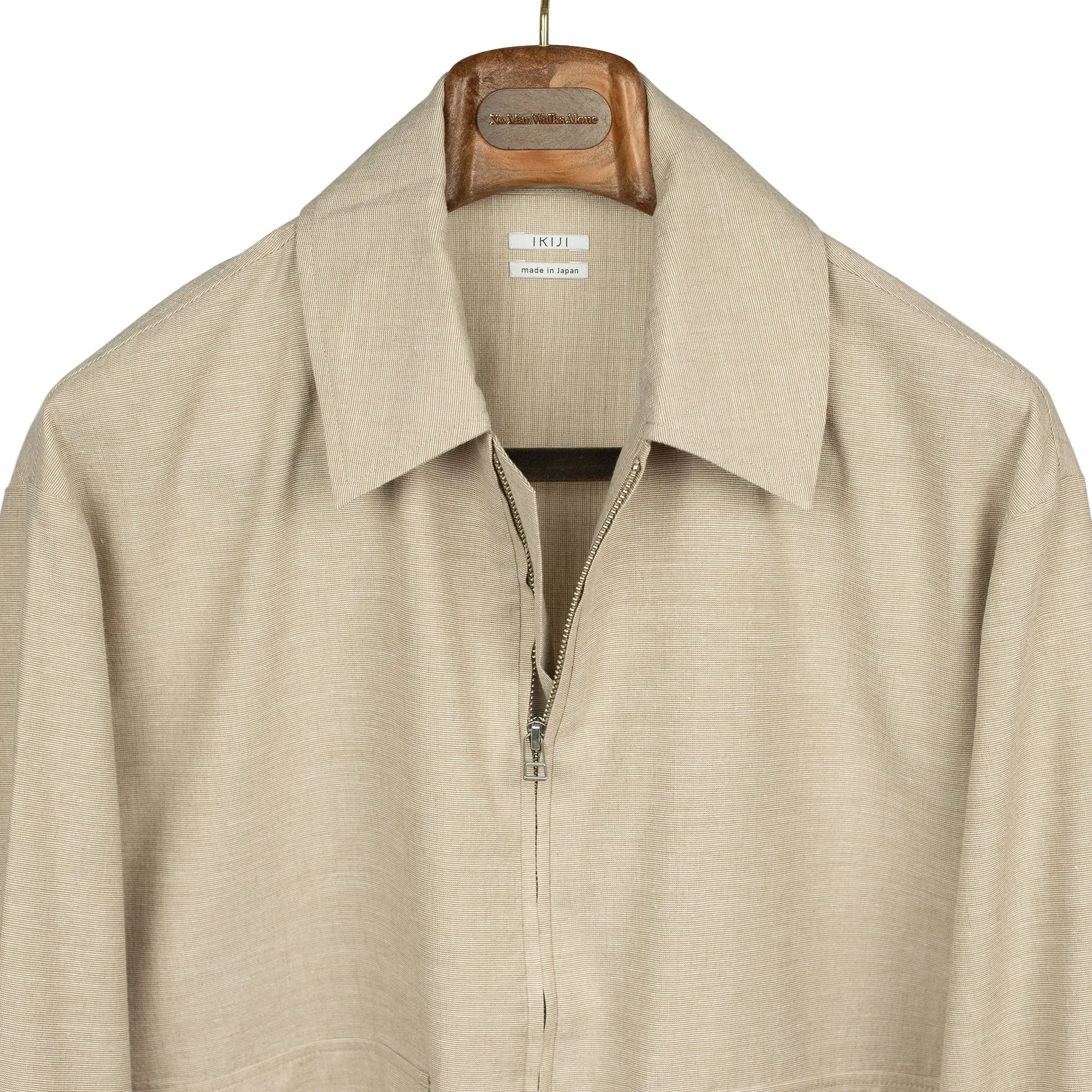 Mechanic blouson in oatmeal wool linen cotton (Exclusive)