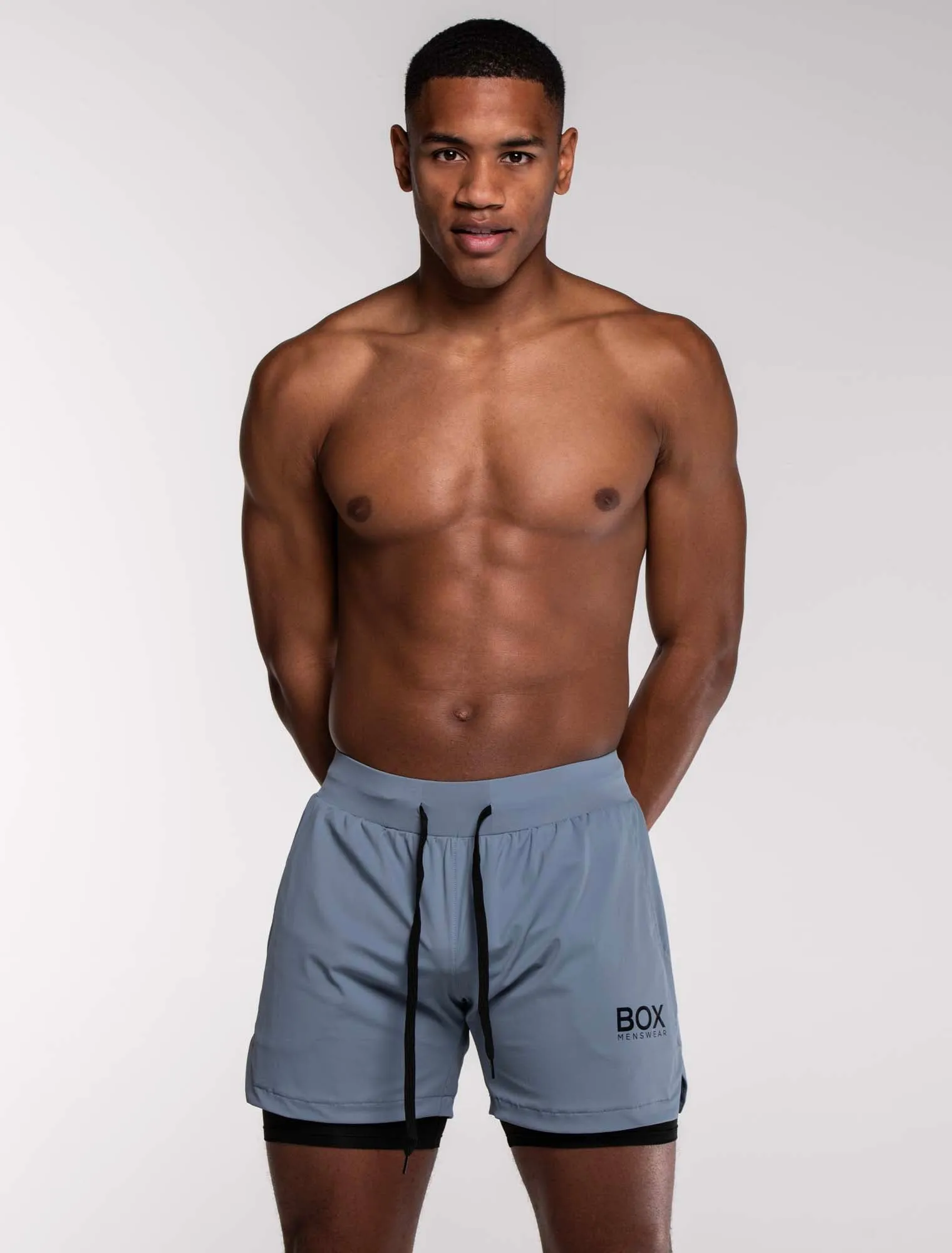 Mens Double Layer Sports Shorts - Charcoal