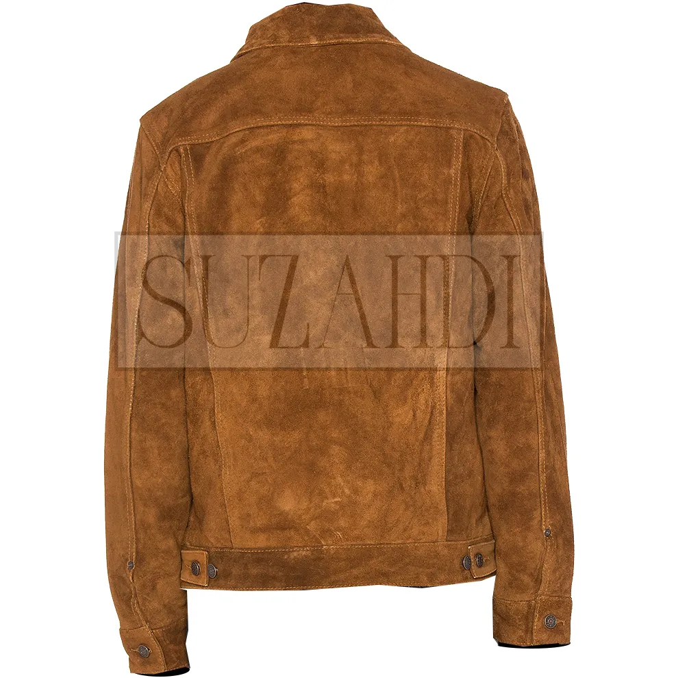 Men's Hugh Jackman Logan Wolverine 3 Inspired Brown Tan Suede Leather Jacket