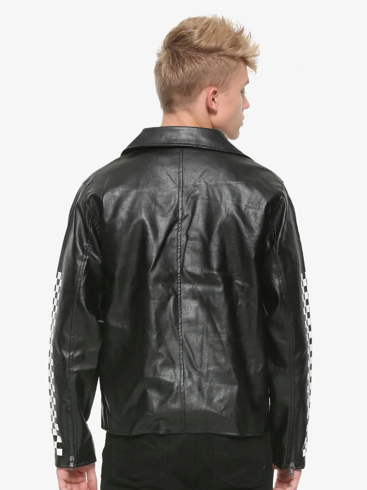 Men's Pointed Collar Black Leather Jacket