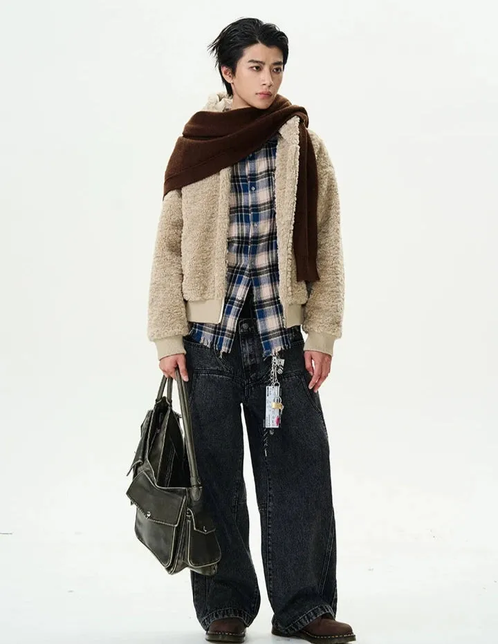 Mid-Crop Sherpa Hooded Zip Jacket