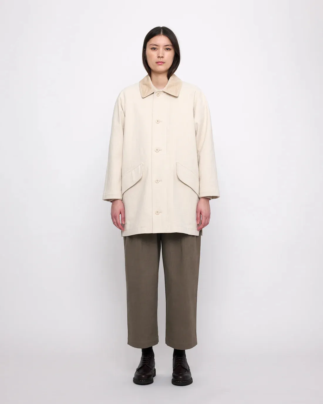 mid-length duster coat