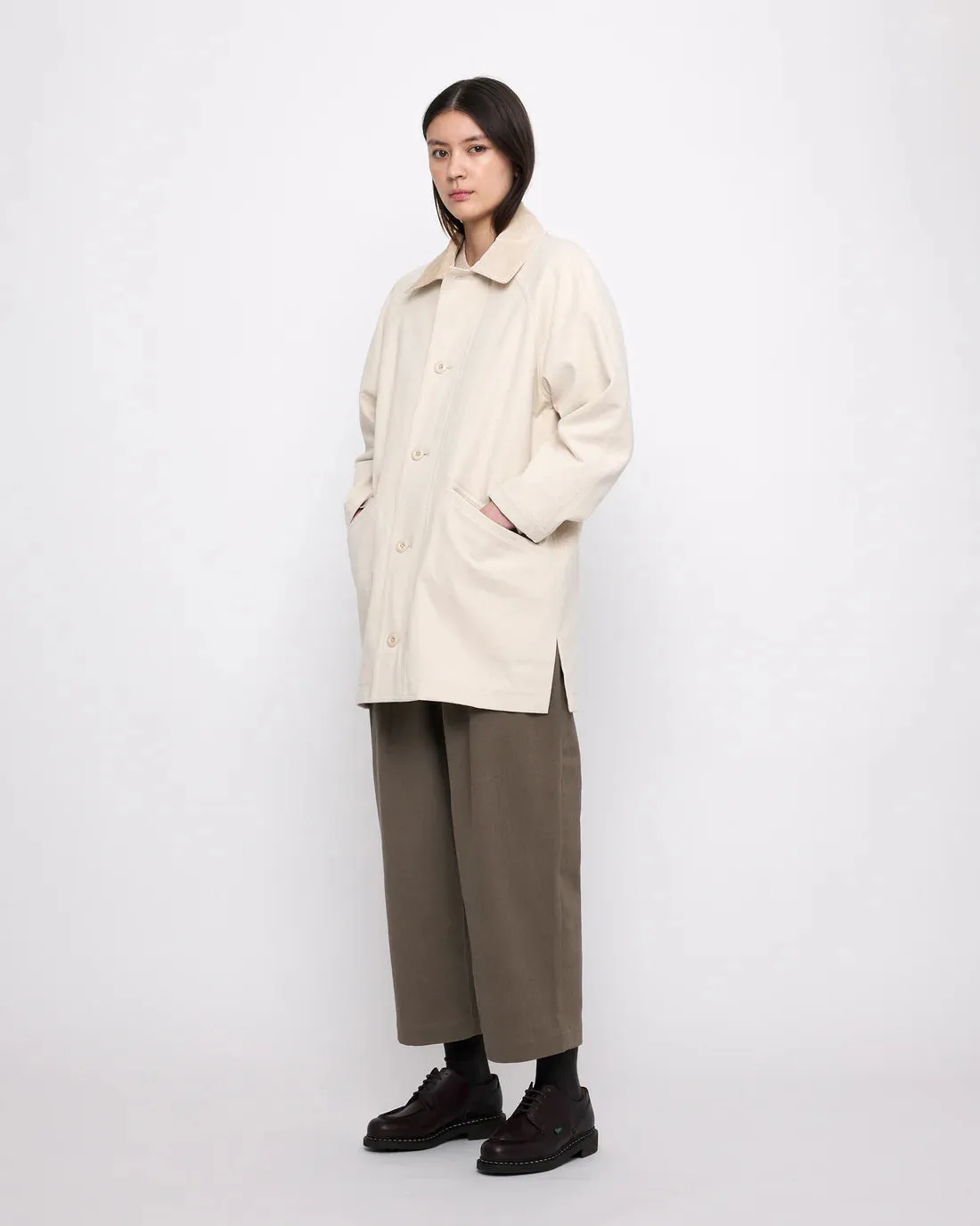 mid-length duster coat