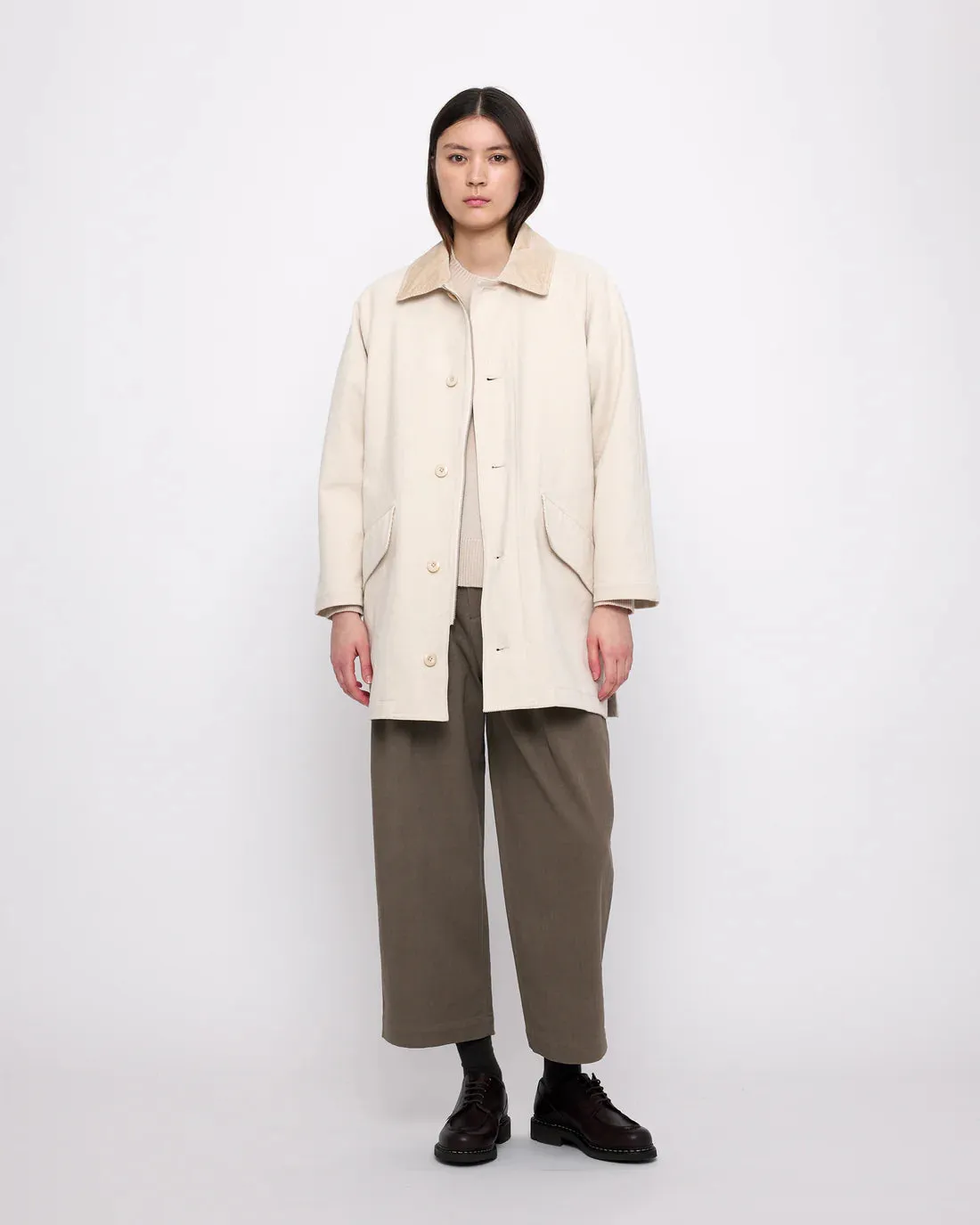 mid-length duster coat