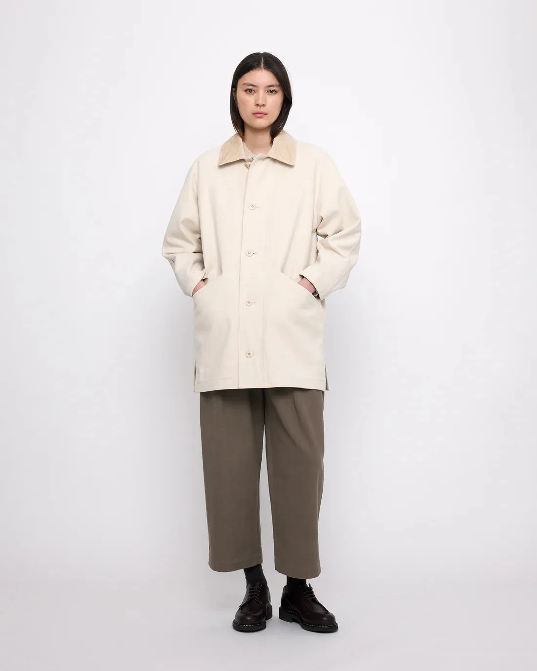 mid-length duster coat