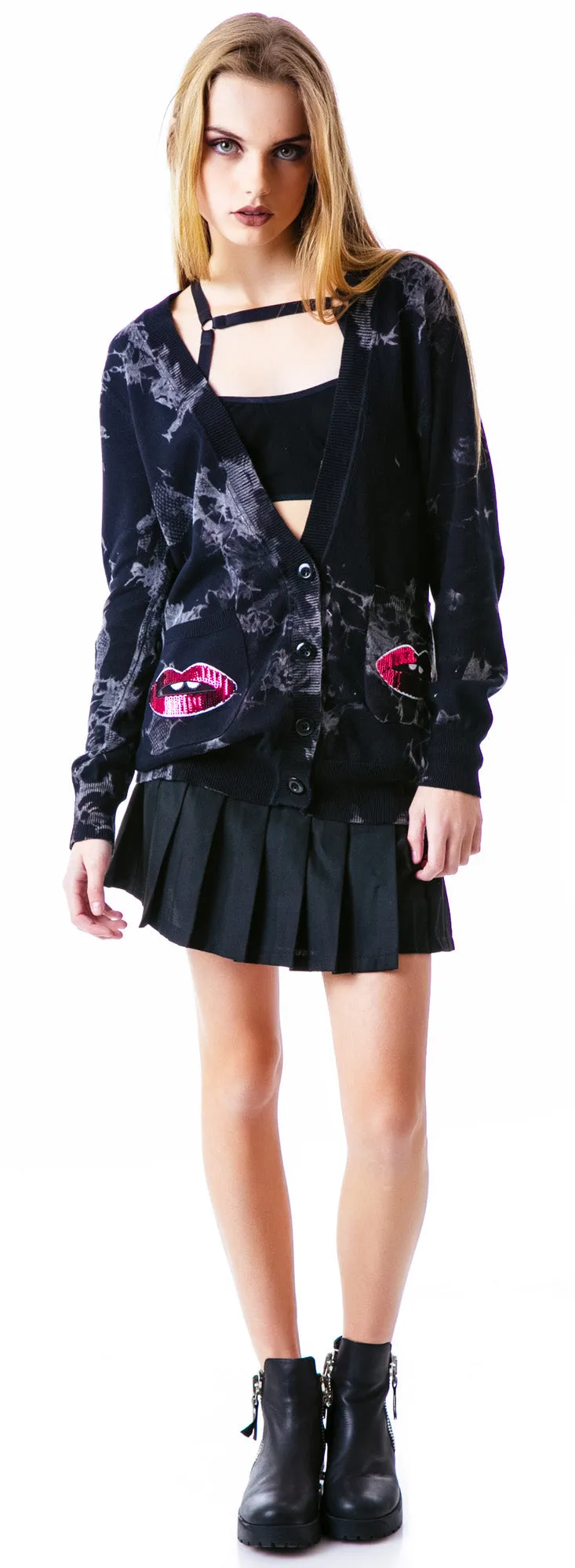 Model Lips Dare Patch Elbow Cardigan
