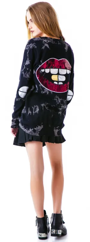 Model Lips Dare Patch Elbow Cardigan