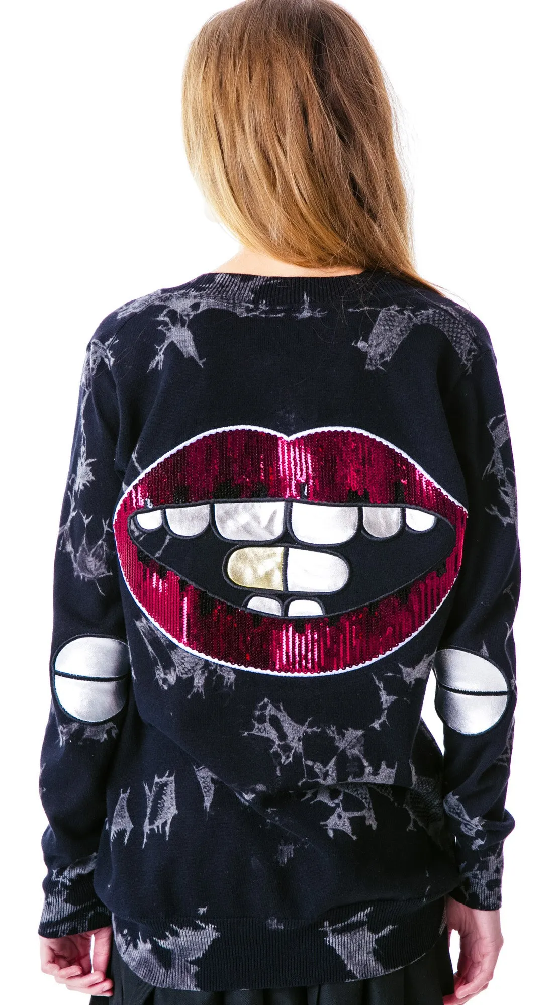 Model Lips Dare Patch Elbow Cardigan