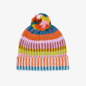 Mosaic Stripe Pom Beanie