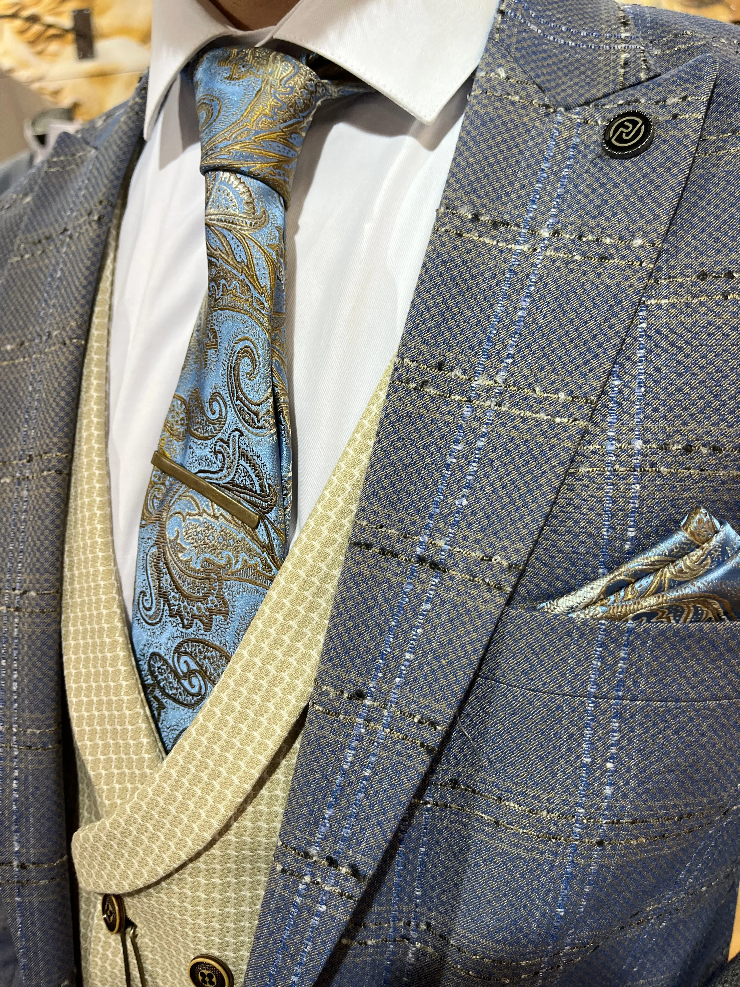 Muller - Navy/Cream 3 Piece Suit