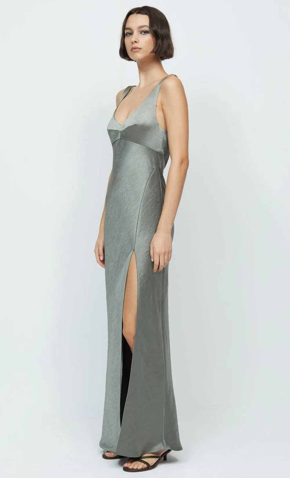 NADIA V MAXI DRESS - DARK OLIVE