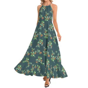 Nasturtium Ruffle Hem Halter Neck Maxi Dress