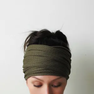 OLIVE GREEN Waffle Knit Head Scarf