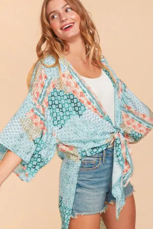 *Online Exclusive* Bohemian Ethnic Rayon Challis Cover Up Kimono