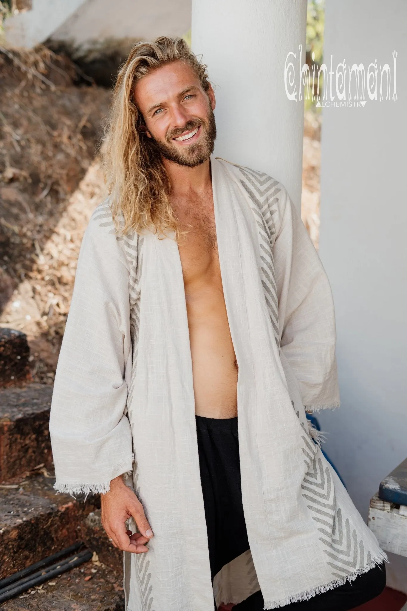 Organic Cotton Kimono Robe / Cardigan for Men / Gray