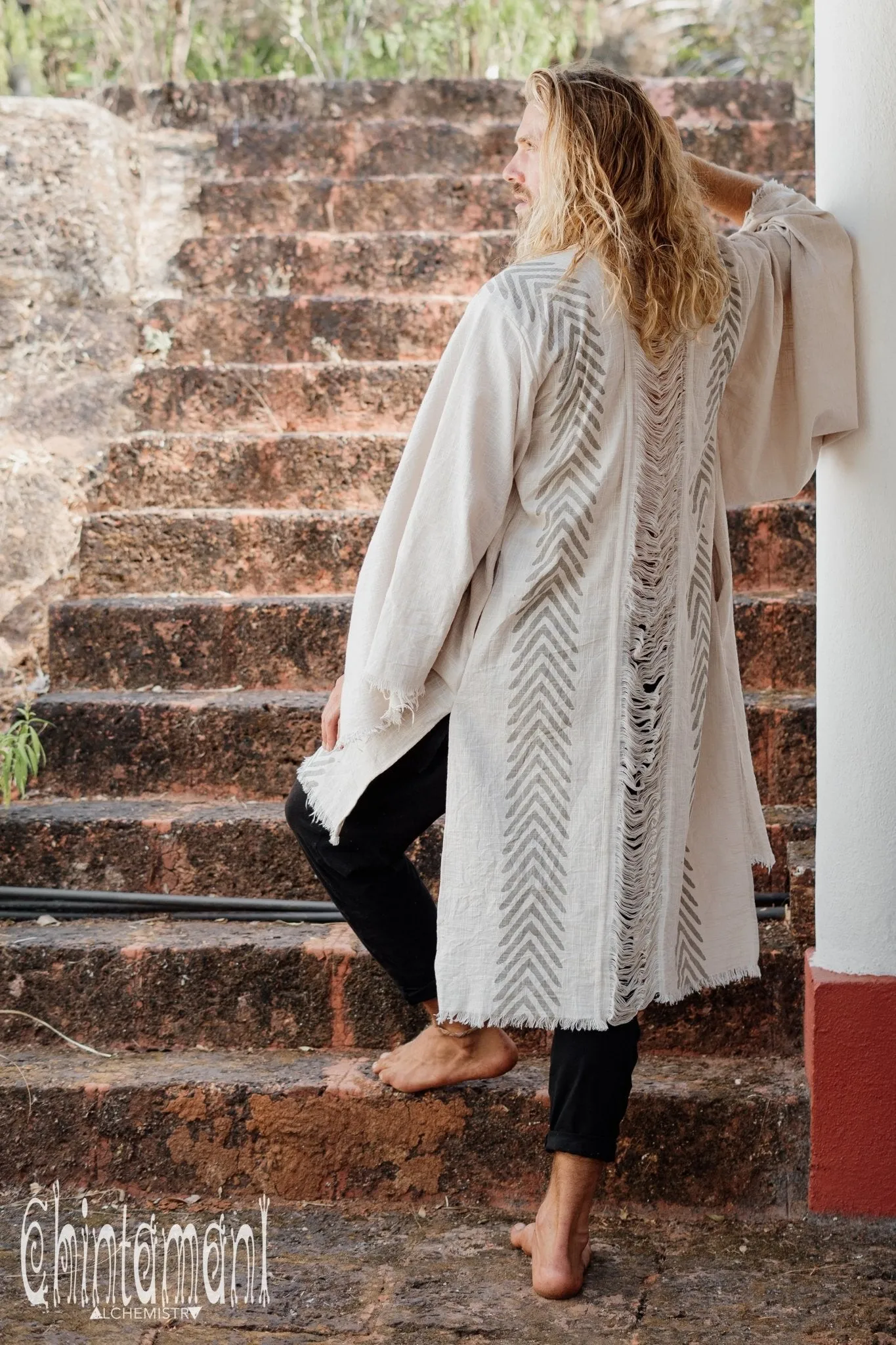 Organic Cotton Kimono Robe / Cardigan for Men / Gray
