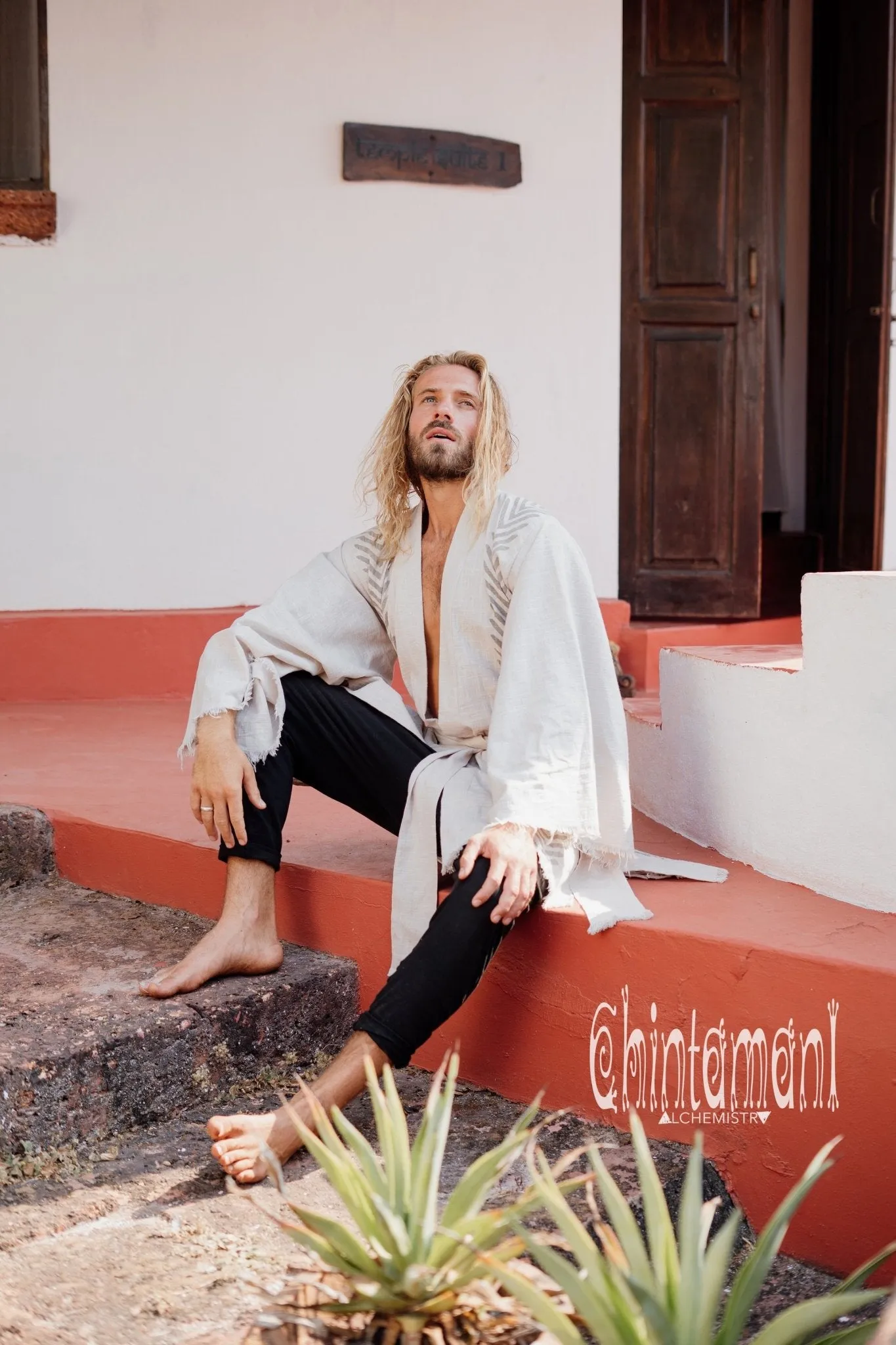 Organic Cotton Kimono Robe / Cardigan for Men / Gray
