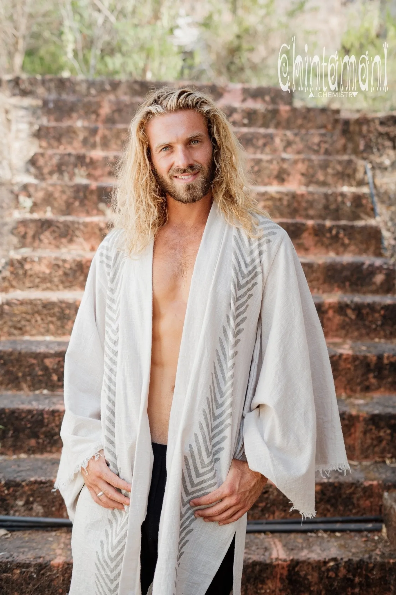 Organic Cotton Kimono Robe / Cardigan for Men / Gray