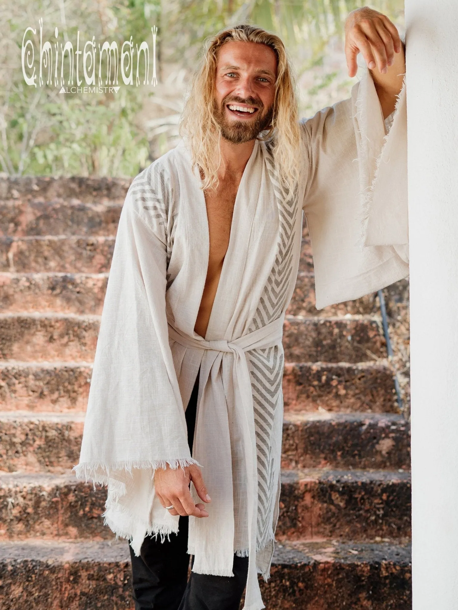 Organic Cotton Kimono Robe / Cardigan for Men / Gray