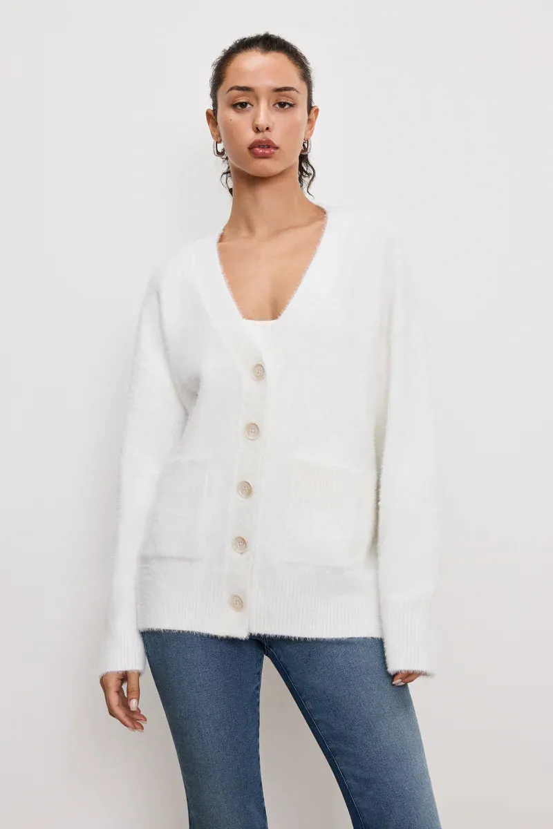Oversized Plush Cardigan | Cloud White