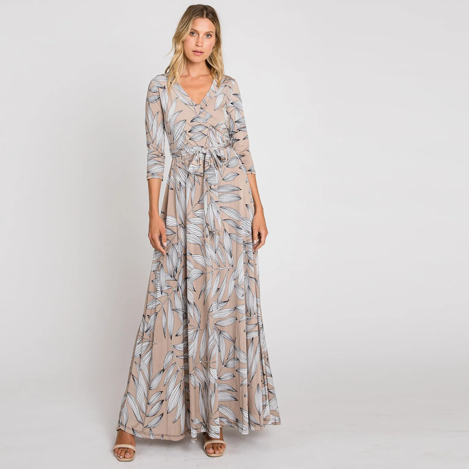Palm Leaves Venechia Maxi Wrap Dress