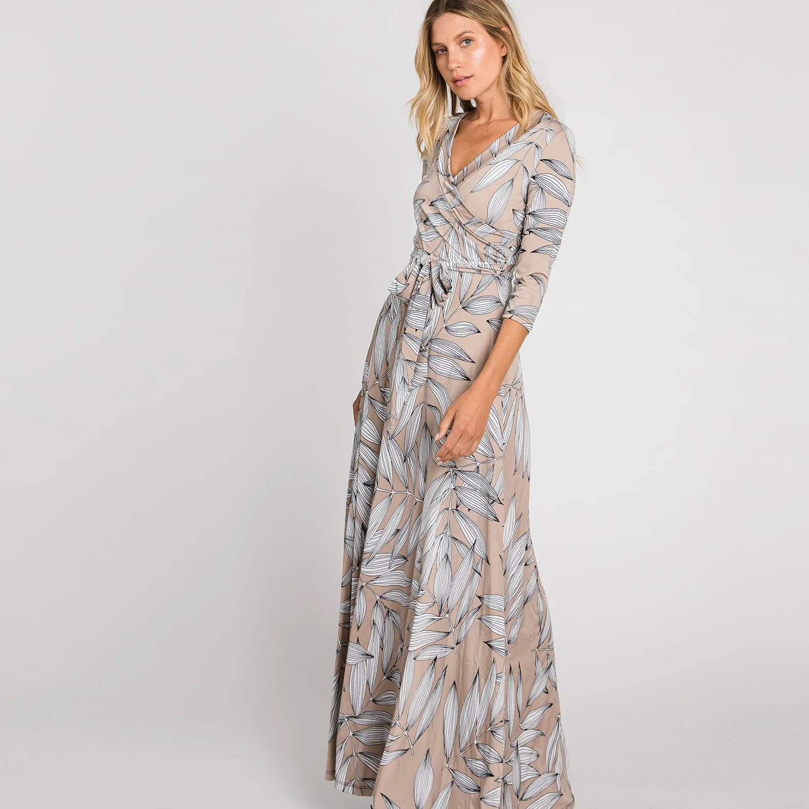 Palm Leaves Venechia Maxi Wrap Dress