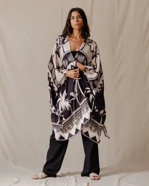Palms Short Kimono Black