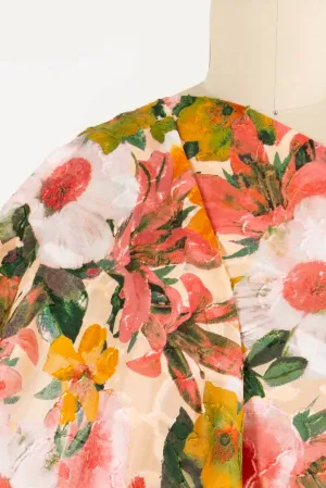 Peach Hibiscus Japanese Cotton/Viscose Jacquard Woven