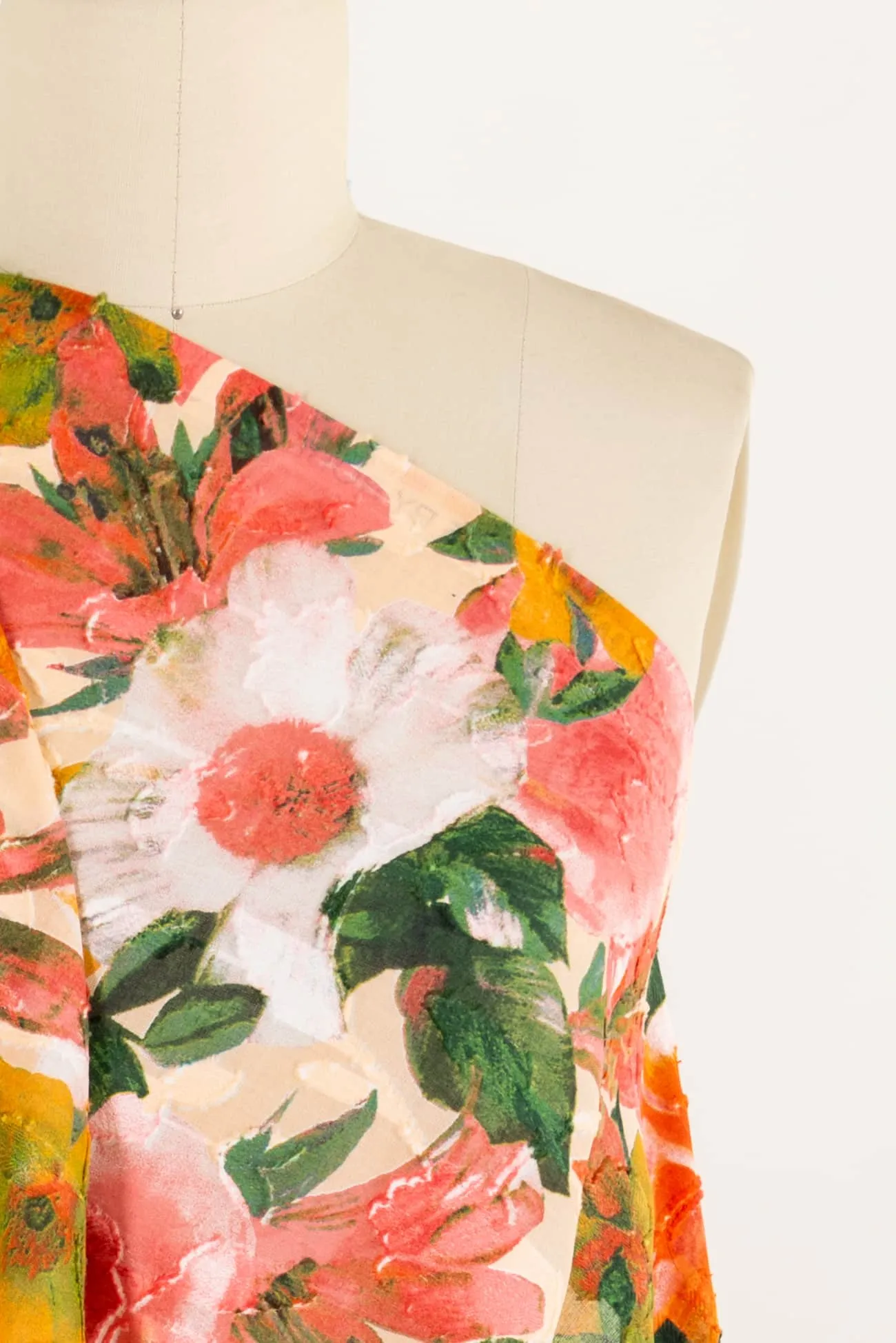 Peach Hibiscus Japanese Cotton/Viscose Jacquard Woven