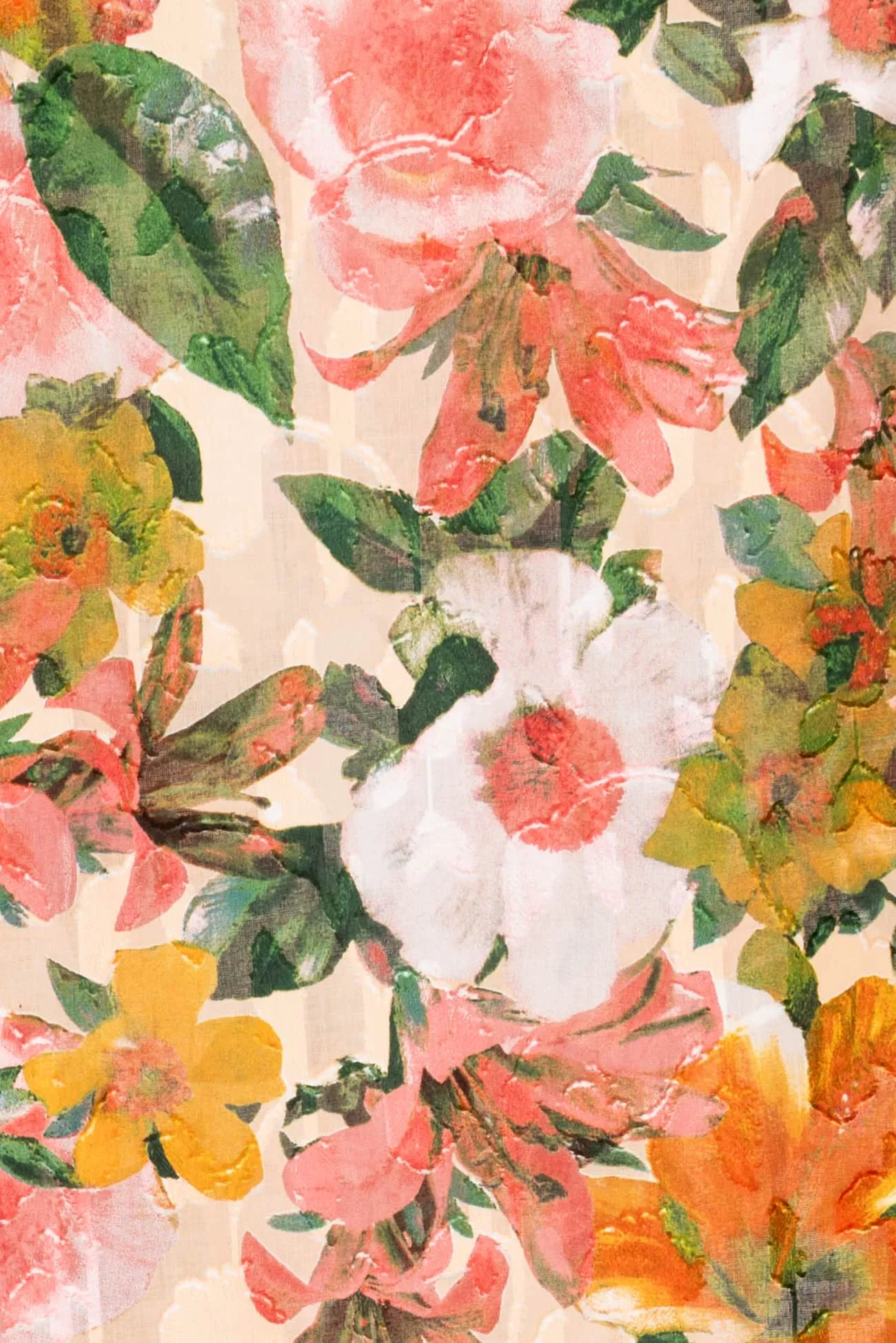 Peach Hibiscus Japanese Cotton/Viscose Jacquard Woven