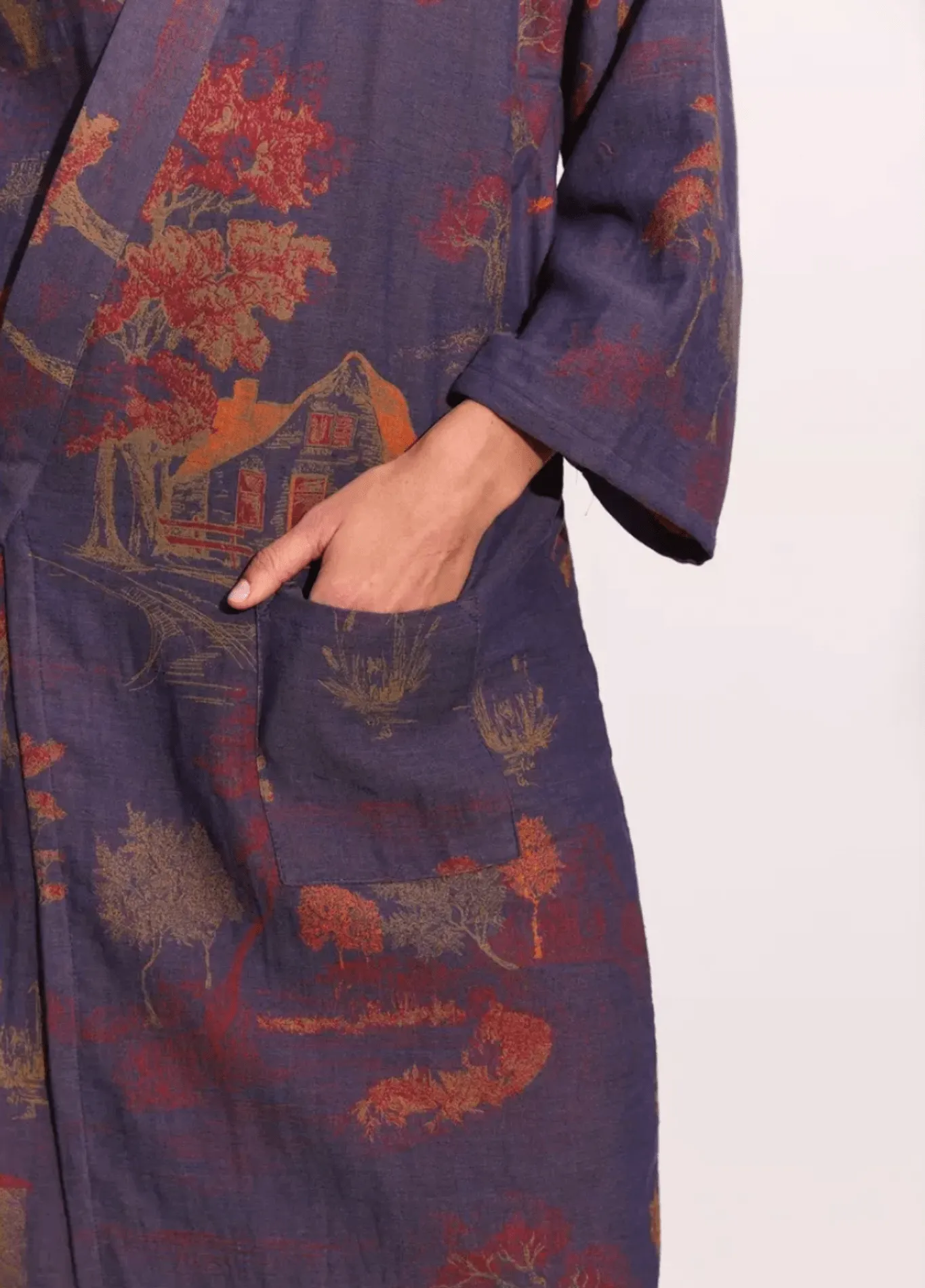 Peignoir kimono bleu femme | Momiji