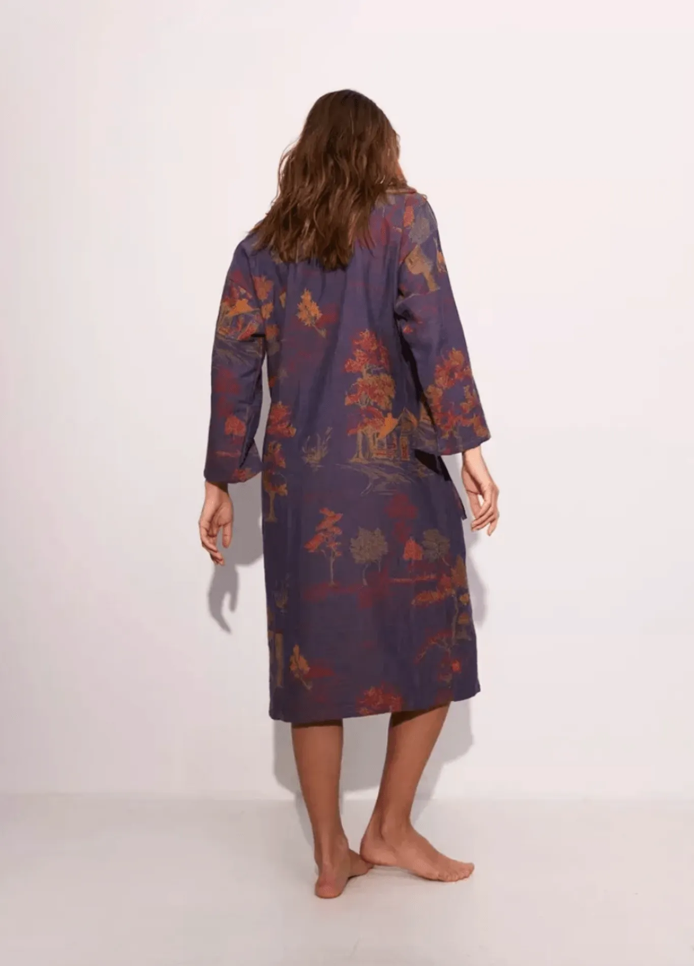 Peignoir kimono bleu femme | Momiji