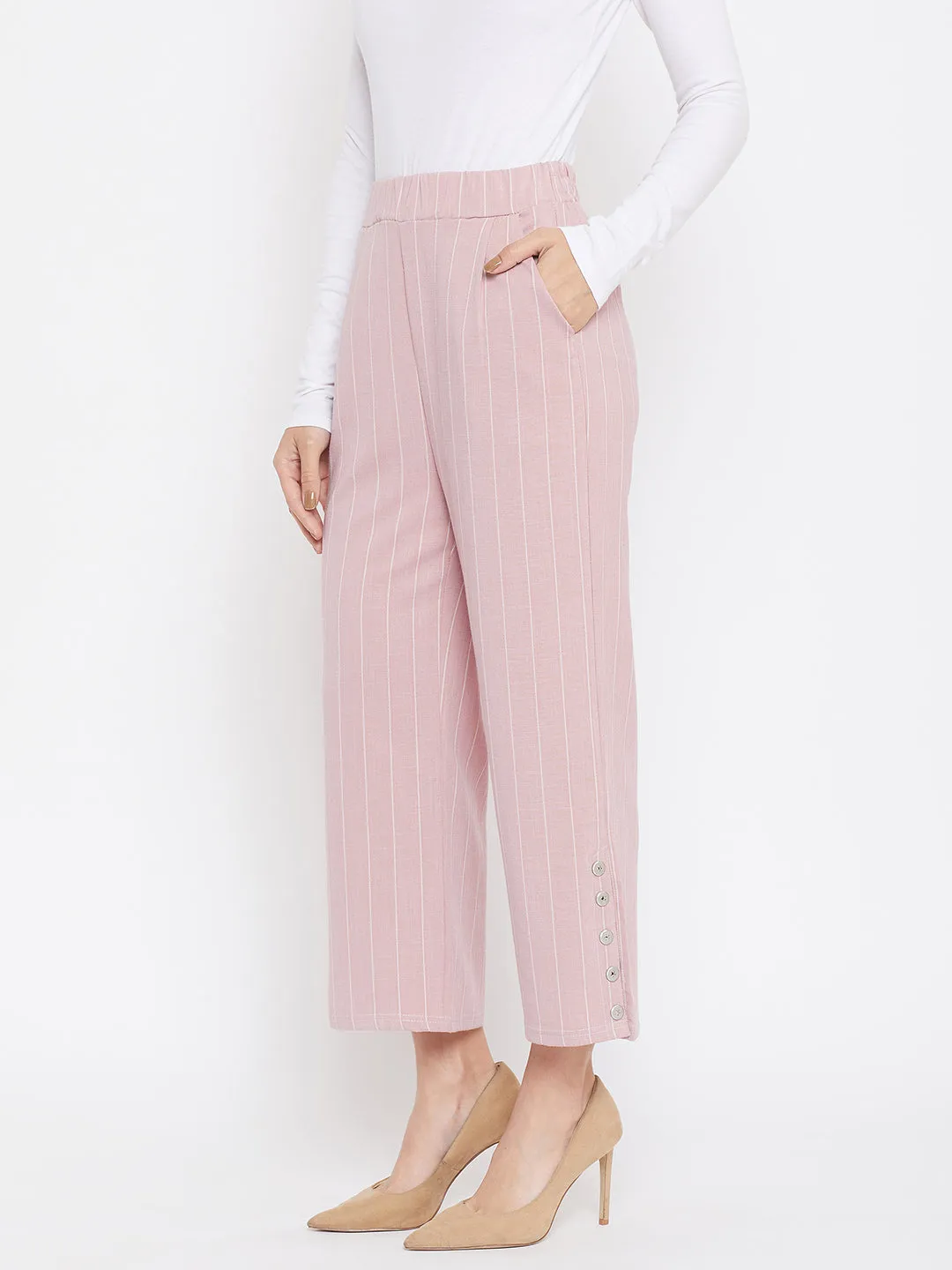 Pink Striped Culottes