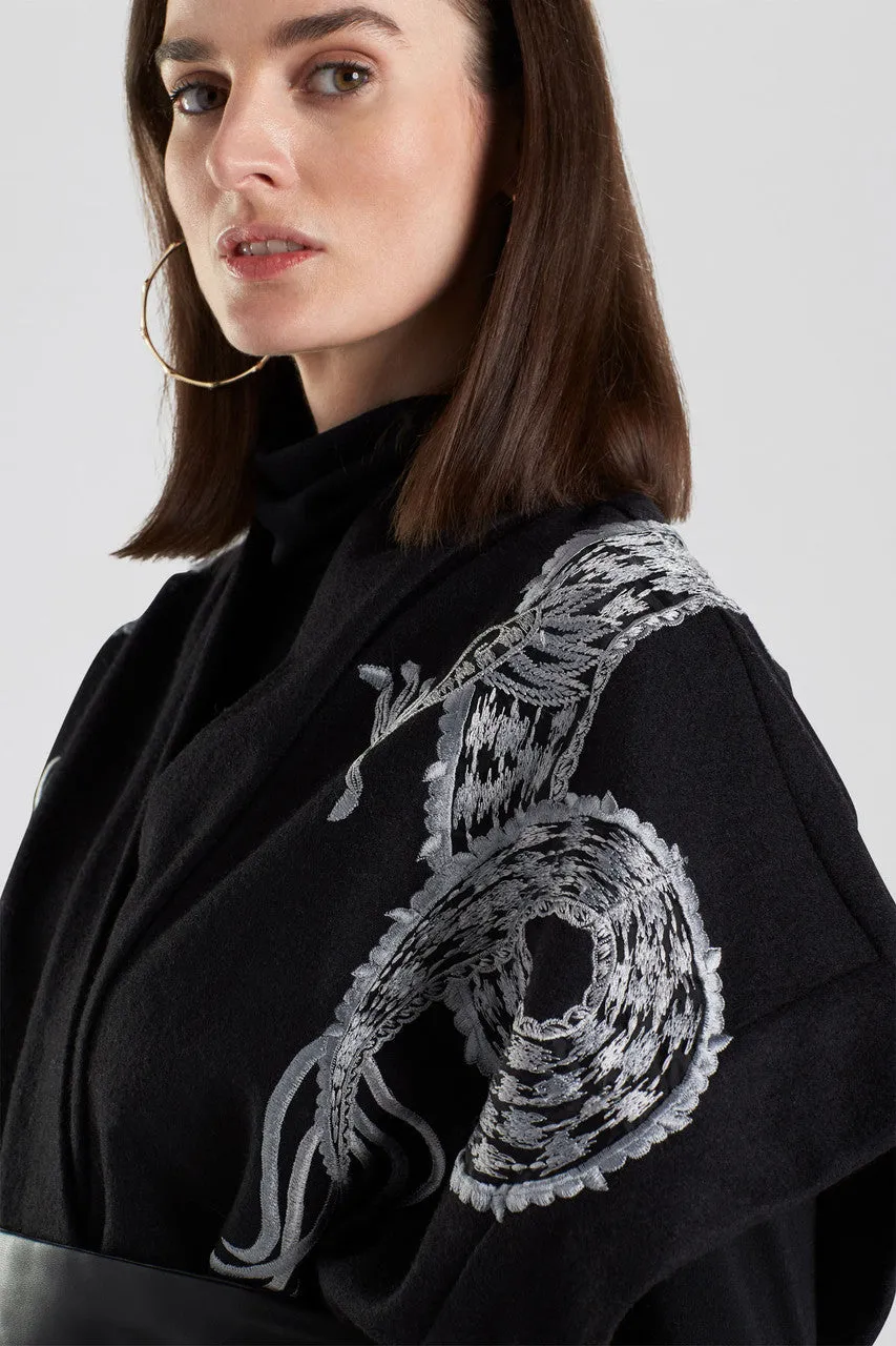 Ponte Dragon Embroidery Kimono Topper