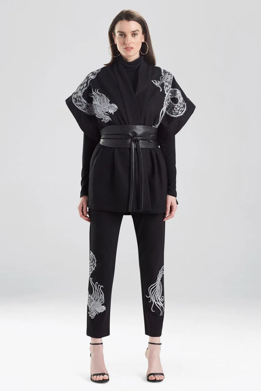 Ponte Dragon Embroidery Kimono Topper