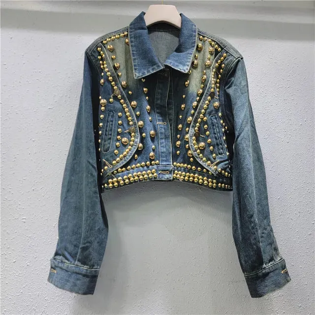 Pre Order:  Long Sleeve Rivet Denim Jacket
