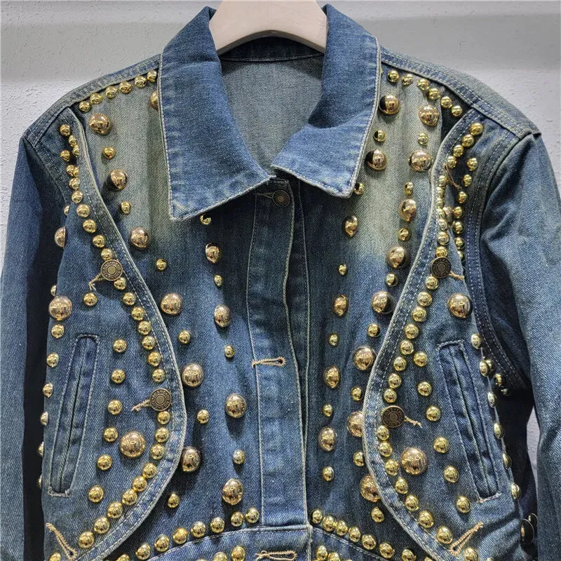 Pre Order:  Long Sleeve Rivet Denim Jacket