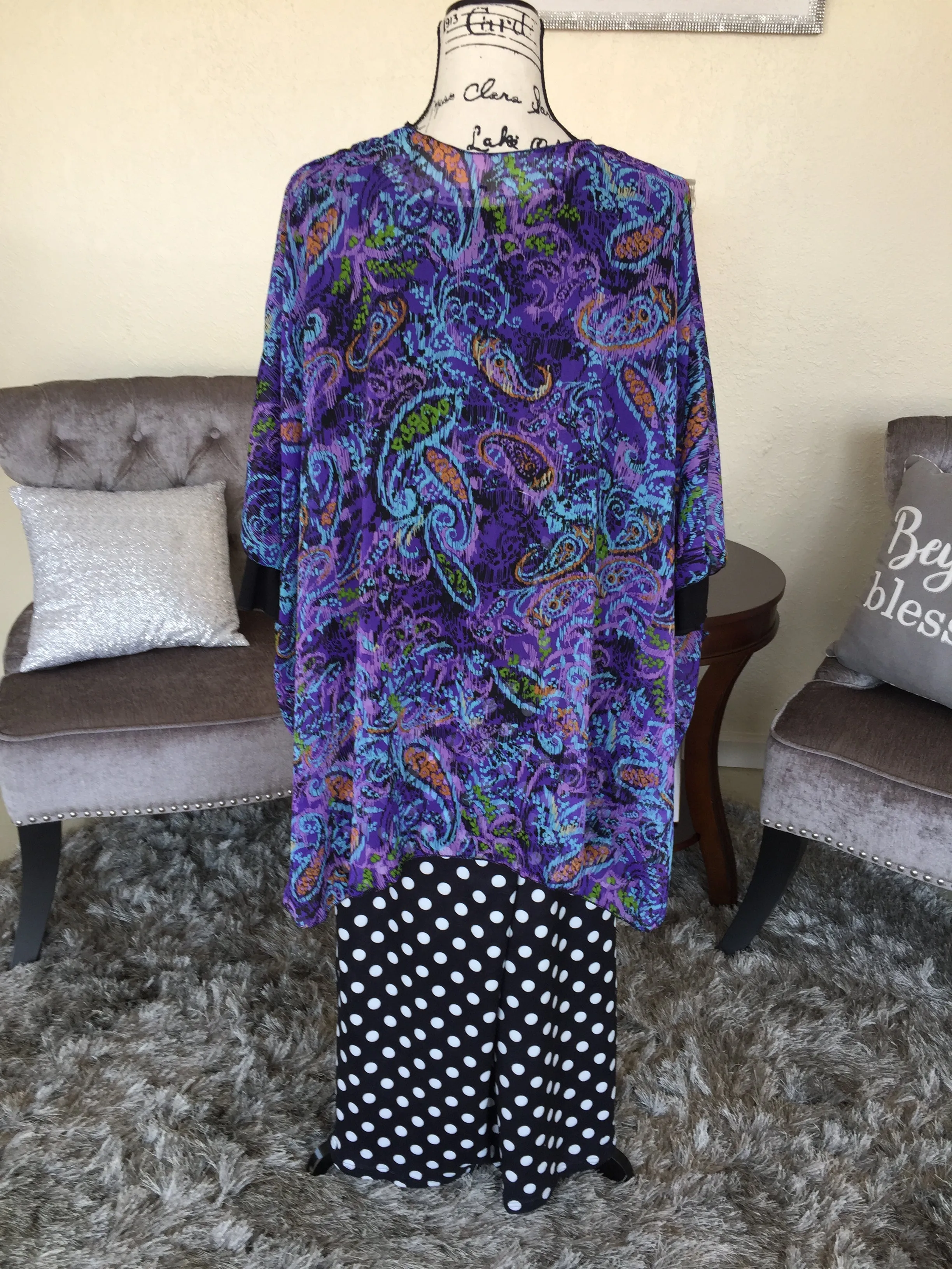 Purple Floral Chiffon Kimono