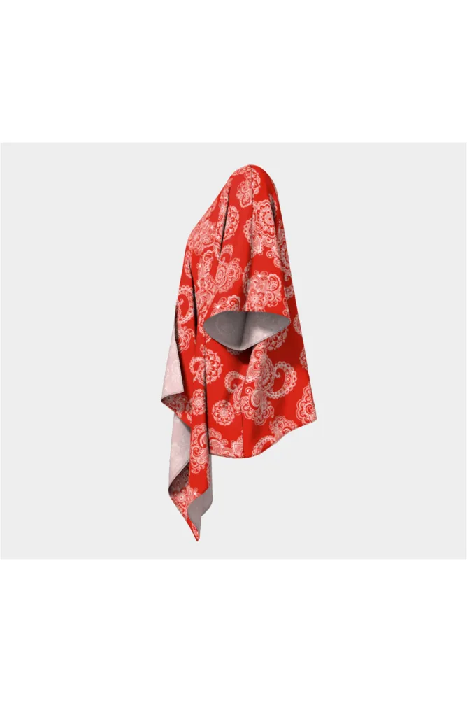 Red Paisley Draped Kimono