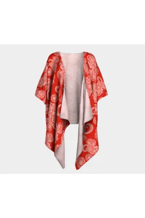 Red Paisley Draped Kimono
