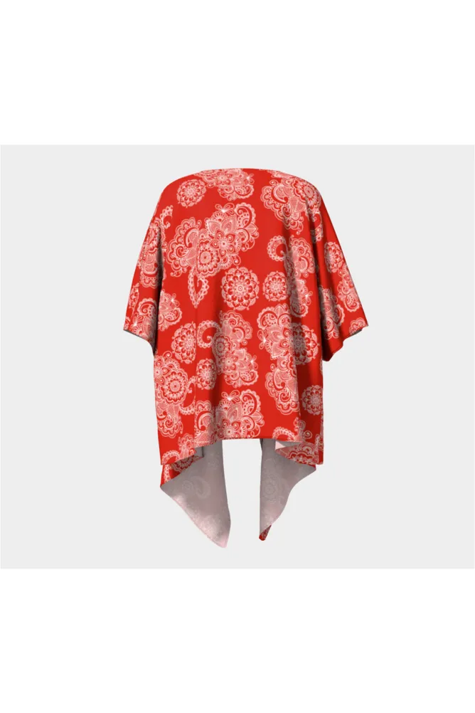 Red Paisley Draped Kimono